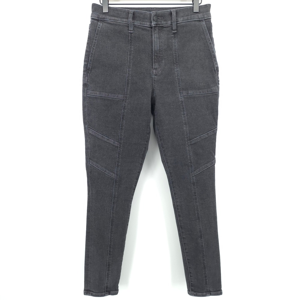 Express Womens Jeans Skinny High Rise 8R Black Utility Moto Seam